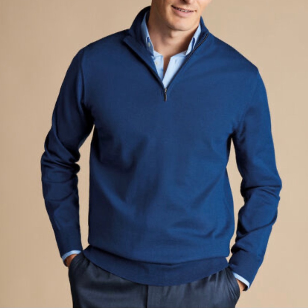 johnnie-O Blue Quarter-Zip Sweater Classic Fit
